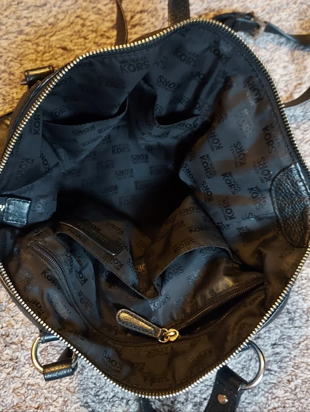 Michael Kors Black Leather Purse with Matching Wallet